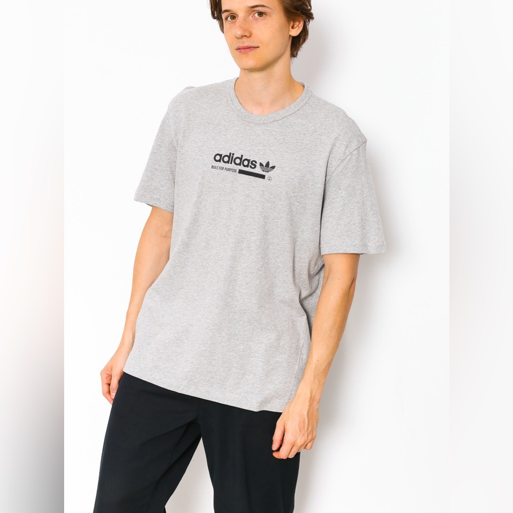 Adidas Originals Kaval Printing Logo Short Sleeve Heather Gray Men’s Tee Size L